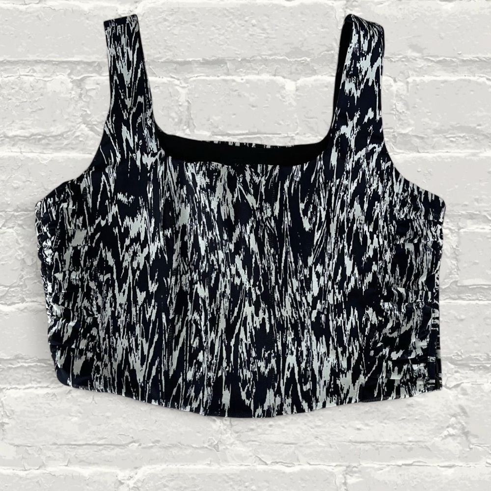 House of Harlow 1960 Lined Black & White Cropped Tank Top - Picture 2 of 5